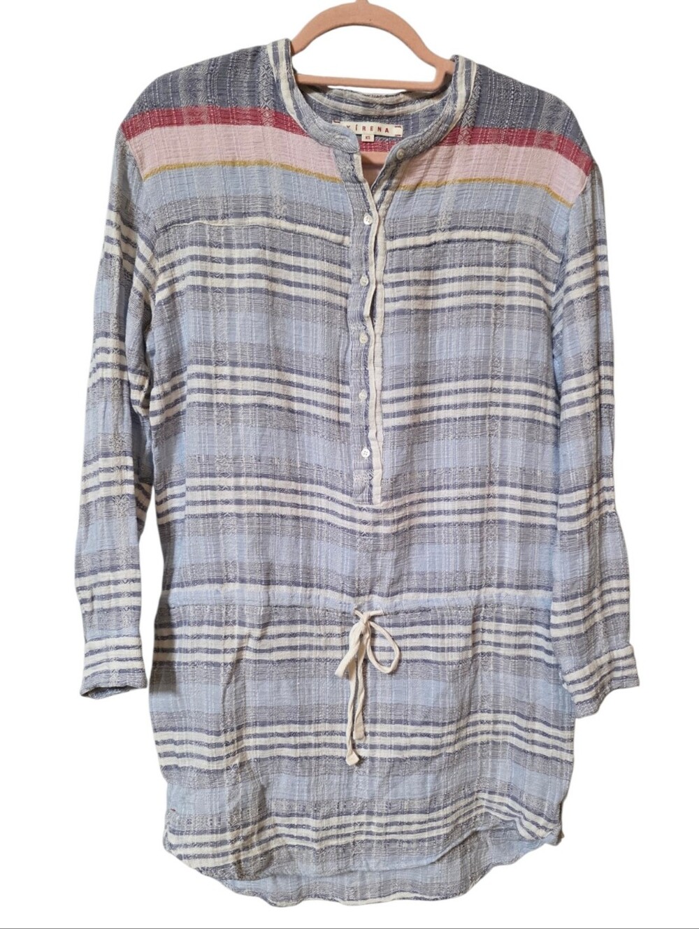 Xirena Striped Cotton Long Sleeved Textured Mini Dress